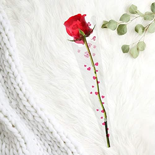 CLZEMO 100 peças Mangas de flores para buquês, bolsa de embalagem de rosa clara Florista Florist Floral Artless, Flores de plástico