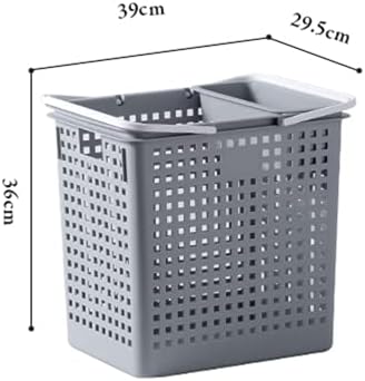N / B Cesta de lavanderia portátil de grande capacidade, feita de plástico PP saudável, design oco e ventilado, com caixa de roupas íntimas, partições e alças duplas