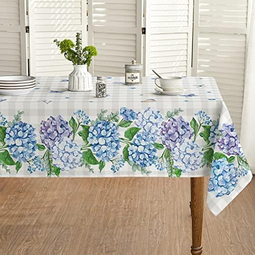 Horaldaily Spring Summer Summer Towloth 60x84 polegadas, Buffalo xadrez xadrea eucalipto capa de mesa floral para decoração