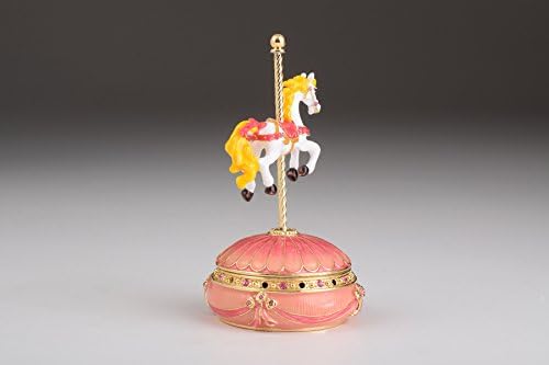 Keren Kopal Pink Faberge Egg com Cristals da caixa de bugigangas feitas à mão de cavalo real Swarovski
