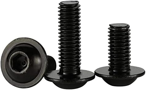 M5-0,8 x 10mm Flangeed Button Socket parafusos de tampa da cabeça, acionamento de soquete Allen, aço inoxidável de óxido preto 304, quantidade 50