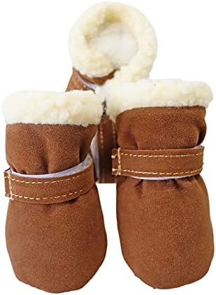 Honprad Sapatos fofos de roupas para cachorros quentes e sapatos de estimação de neve botas à prova de vento quentes e veludo de sola macia de colmé