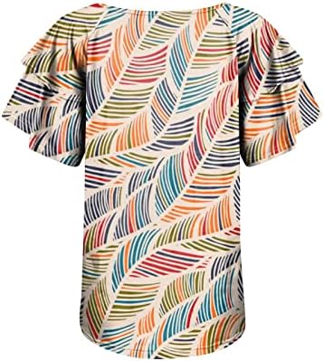 Camisetas de verão para mulheres agitadas de manga curta de manga curta videira vizinha de camisa de pescoço Tirador de túnica de