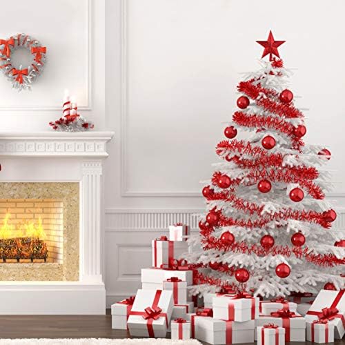 Doitool de 4,5 polegadas árvore de Natal Topper Red Glittered Mini Star Árvore de Natal Trepa de Christmas Star Decorações de