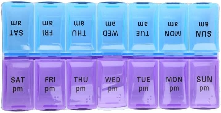 14 compartimentos de grades para organizador de caixas de comprimidos para o caso 7 diariamente 2 vezes ao dia Slot Medicina semanal Vitamin Fish Oil Contai