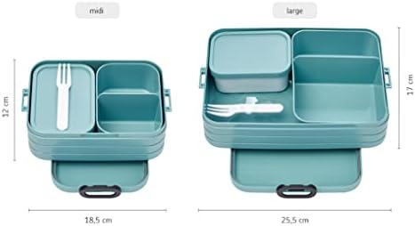 MEPAL, BENTO Lunhante destacável MIDI com 2 compartimentos para armazenamento de alimentos e um garfo, portátil, BPA livre, rosa