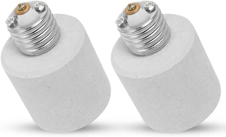 2 embalagens Ali Tronics E26 a E39 adaptador, tensão de altura de material cerâmica e resistente a alta temperatura,