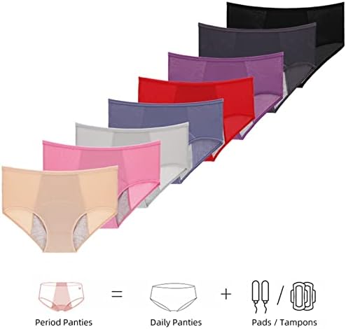 JTCKARPU Período de vazamento Roupa íntima para mulheres Menstrual à prova de vazamento Panties sólido
