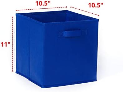 Exibir por Jack Bins de armazenamento de tecido dobrável Organizador, recipientes de cubos dobráveis ​​com alças, ótimos para organizadores de brinquedos de armário e cubos, 10,5 x 10,5 x 11 , conjunto de 6, azul marinho