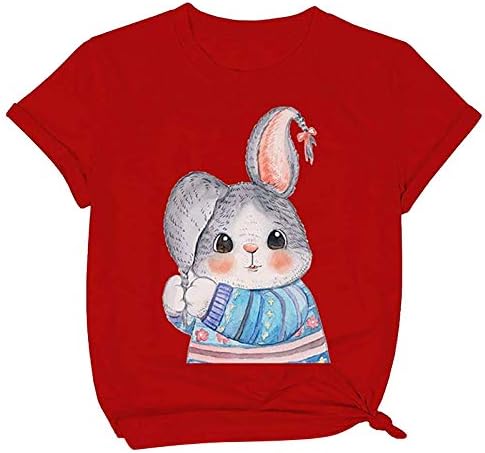 Camiseta do dia da páscoa para mulheres ovos impressam a manga curta camiseta ovos de camiseta de camiseta tees tops soltos