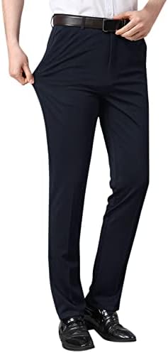 Miashui escorregamento macho casual casual fino calça zíper bolso de bolso de bolso reto calça calças calças 42x34