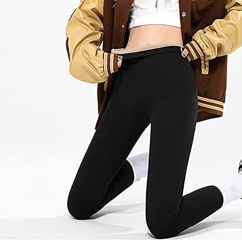 Oplxuo Fleece Alinhado Calças de ioga para mulheres Moda Moda High Controle