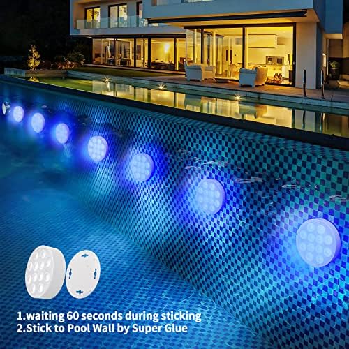 Luzes de piscina submersíveis recarregáveis ​​Blueye, carregamento destacável, 12 grandes lentes ópticas, mistura de cores