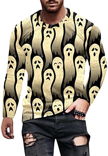 Halloween Mens Soldier T-shirts Men Halloween 3D Impressão Blusa da blusa de manga comprida Round Soly Fit T T T T CHISTES