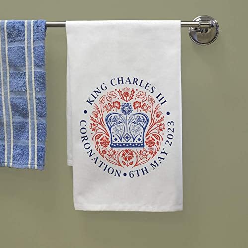Azeeda 'King Charles Coronation emblema' Toalha de chá de algodão/pano de prato