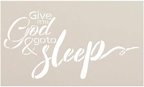 Dê a Deus e vá dormir estêncil por Studior12 | Modelo Mylar reutilizável | Use para pintar sinais de madeira - paletes - travesseiros - decoração de fé de DIY - tamanho de seleção