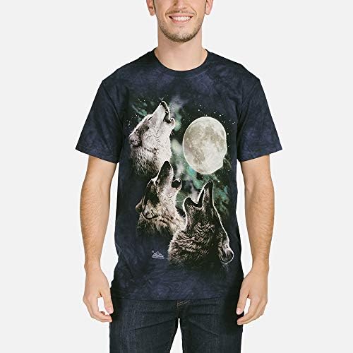 A camiseta de manga curta de lua de três lobos da montanha