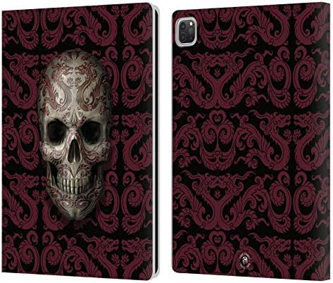 Os projetos de capa principal licenciados oficialmente Anne Stokes Geisha Sepia Oriental Skull Leather Livro da carteira de capa compatível com Apple iPad Pro 12.9 2020/2021/2022