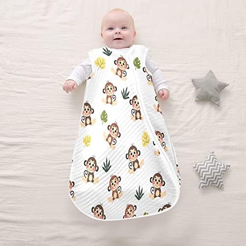 Vvfelixl Unisex Macaco engraçado Bolsa de dormir para bebês, cobertor vestível de bebê, saco de sono para crianças, terno para dormir para bebês recém-nascidos de 6 a 12 meses