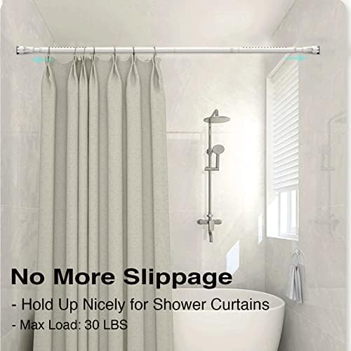 Haste de cortina de chuveiro branco 42-68 polegadas Ajuste a aço inoxidável Haste de cortina de tensão para janelas