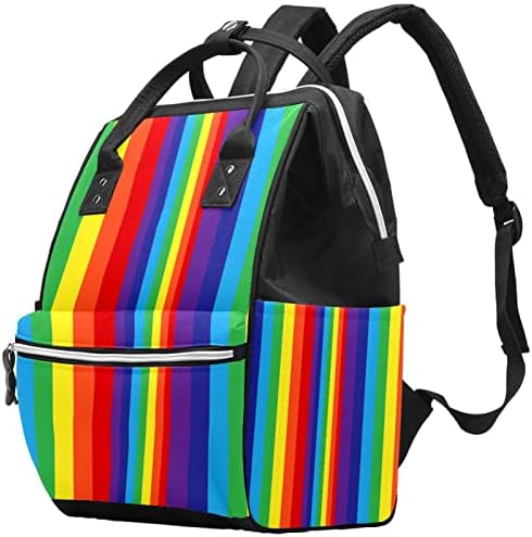 Mochila de viagem Guerrotkr, bolsa de fraldas, bolsas de fraldas de mochila, padrão colorido de faixas de arte arco -íris