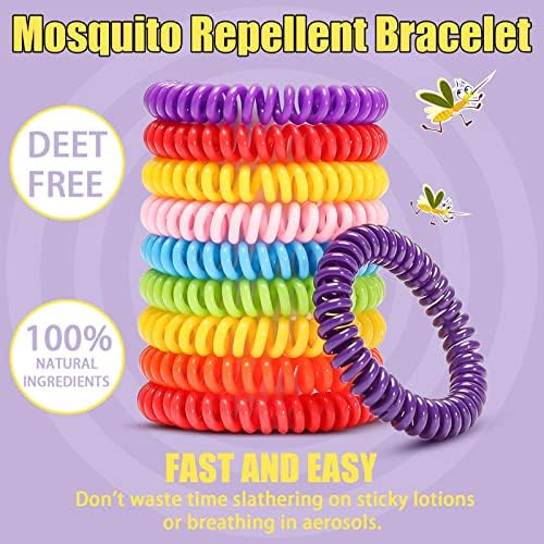 48 Pacote de pulseiras de mosquito à prova d'água com 60 remendos, bandas de manchas de mosquito Citronenella sem Citronenella,