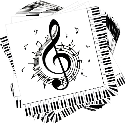 40pcs notas musicais guardanapos de música notas de festa suprimentos de música descartável festa guardanapos preto e branco almoço