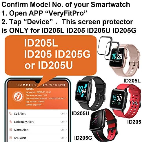 Protetor de tela 3D SMAATE Compatível com ID205L SMART Relógio, GRV FC1 e ID205 ID205U ID205G ExiFitPro 1.3inch Smartwatch, 3-pacote