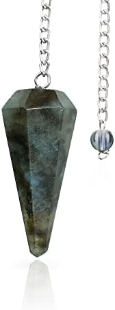 Labradorita Cristal - Pendulum de adivinhação - Pedras de cristal Cura - Suprimentos de Reiki - Coisas Espirituais - Pendulum