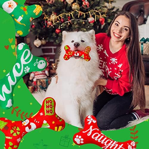 4 PCS Toy de Natal para cães para pequenas raças médias e grandes, jogo de algodão macio cheio de algodão, brinquedos de pelúcia de