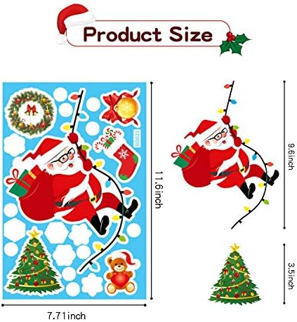 Toutn Janela de Natal agandear adesivos eletrostáticos decoração Santa Claus Snowflake Elk Bells Conjunto da porta Janela Adesivos de vidro Decoração do quarto da casa