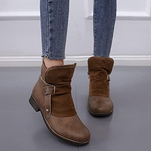 Mulheres botas planas couro vintage inverno botas com renda para cima Up Up Wedge Wedge Western Tornozelo Botas Valors Sapatos de Neve Ladies