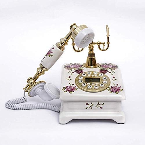 Telefone antigo europeu de Klhhg, telefones telefônicos de telefone vintage retro, telefone fixo de mesa clássico com tempo real e