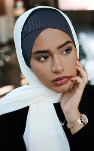 4 peças Hijab de tampa interna de com nervuras muçulmanas para mulheres cruzadas de turbante sub -escapagem de capa de camada islâmica de capa
