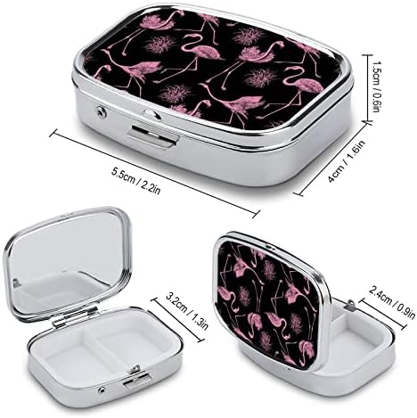 Caixa de comprimidos rosa Flamingos em forma de quadrado Caixa de comprimido por portátil portátil Pillbox Vitamina Organizador do organizador de comprimidos com 3 compartimentos