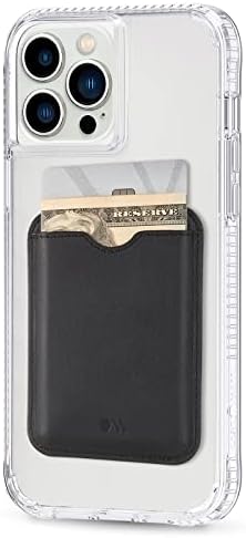 Case -Mate - titular de cartões magnéticos - projetado para iPhones e casos compatíveis com MagSafe - feitos com couro vegano, segura até 3 cartões e dinheiro, preto