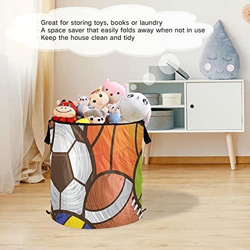 Sport Ball Pop Up Laundry Horty com tampa de lavanderia dobrável com alças Organizador de roupas de cesta de armazenamento dobrável para acampamento de apartamento Piquenique