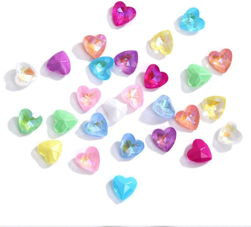 50pcs mixados mocha pêssego decoração de unhas de coração acertos de coração acessórios de unhas amanteigadas de pedra doce decorações