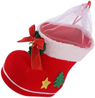 Toyandona 2pcs Botas de doces de Natal com pequenos sino de férias de férias CNADY Bolsa de presente Árvore de Natal Ornamento de Natal Mini Botas de Papai Noel para lareira