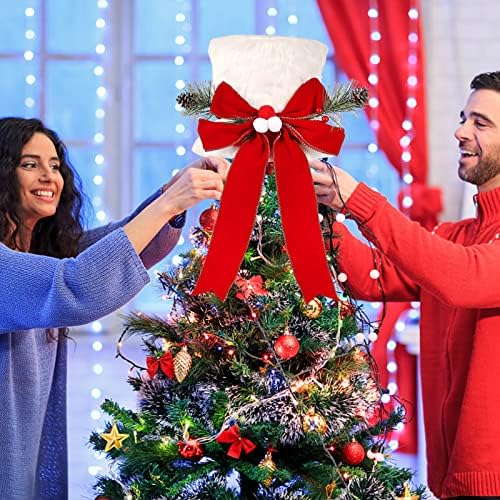 Hiagrow Christmas Tree Topper Hat CHURO COM PROJETOR DE FLAKE DE NEW - Caixas de presente iluminadas de Natal Conjunto