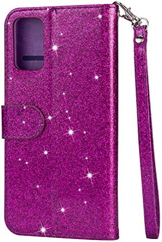 ZYZXSFLL SAMSUNG Galaxy S20 Caixa de carteira de flip, concha de telefone protetora GLITTER Protetive, com slot de cartões de crédito e cobertura de proteção magnética à prova de choque para Galaxy S20 6.2 Violet