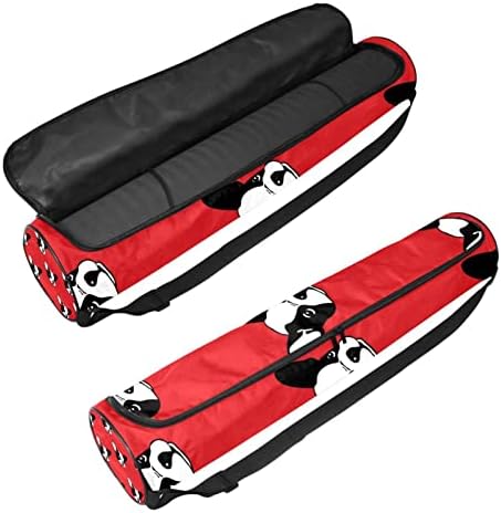 Bulldog Dog Red Yoga Mat Bags Full-Zip Yoga Carry Bag for Mulher Men, Exercício de ioga transportadora de tapa com cinta ajustável