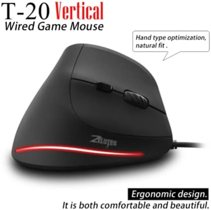 Mouse ergonômico T20 VERTICAL GAMING MOUSE Laptop Home Laptop Usb Alongamento natural para reduzir a fadiga, preto