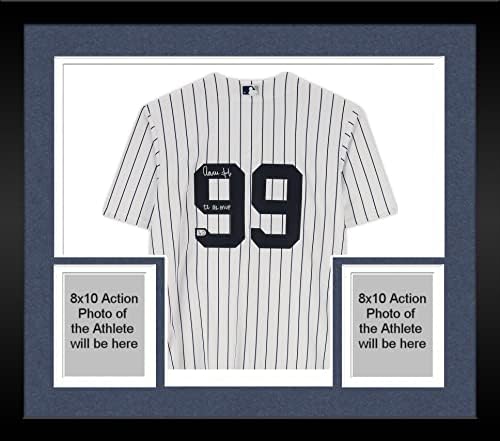 O juiz de Aaron emoldurado New York Yankees autografou a réplica White Nike Jersey com inscrição 22 AL MVP - camisas