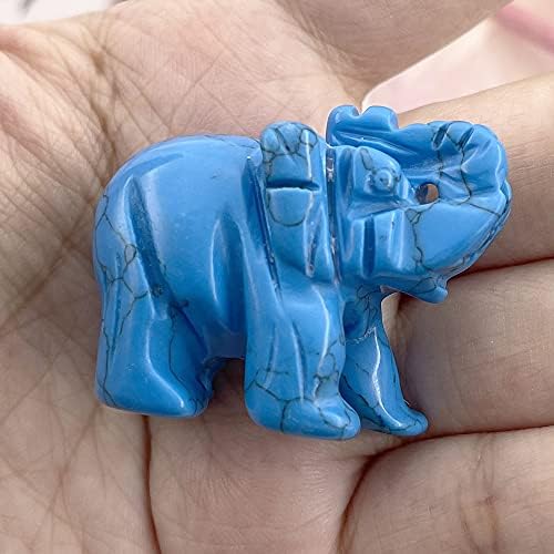 Blue Turqueise Crystal Elephant Pocket Guardian Statue Elefante 1,5 polegada para Cura Reiki Gift Spiritual Meditação Cute Office