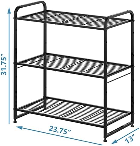 Rack de armazenamento de prateleiras de prateleiras de arame empilhável de tendências simples, rack de armazenamento, organizador de armário de armazenamento de cozinha expansível e ajustável, preto