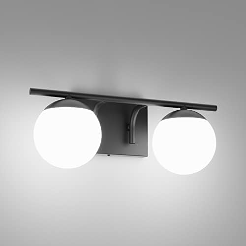 Ralbay meados do século Vanidade moderna luz preta 2 vidro claro Globo banheiro vaidade luminárias