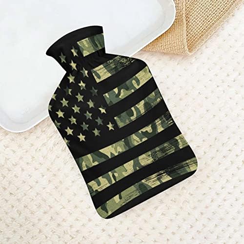 Bandeira americana com camuflagem engraçada bolsa quente saco de água luxuosa injeção de água borracha de água quente garrafa