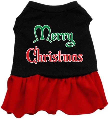 Mirage Pet Products Vestido de tela Feliz Natal, x-small, preto com vermelho