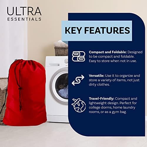 Bolsa de lavanderia pesada por Ultra Essentials - Polysters, Saco de Lavanderia de 24 x 36 com correia de nylon, detém 40 libras, ótima para viagens e armazenamento doméstico, inclui saquet de lavanda, Sachet,